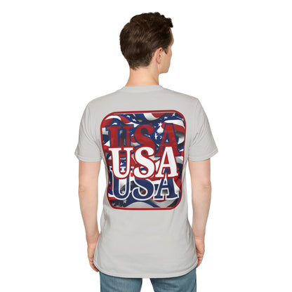 2-sided Red WHITE and Blue USA Patriot Light colors Unisex T-Shirt by cypherpunkgear.com