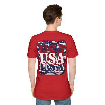 2-sided Red WHITE and Blue USA Patriot Light colors Unisex T-Shirt by cypherpunkgear.com