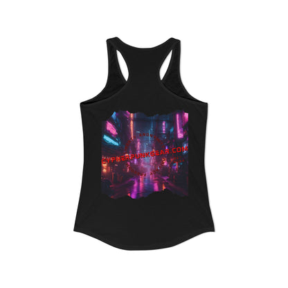 2-sided, cypherpunkgear.com Logo & Cityscape Women's Racerback Tank Top by cypherpunkgear.com