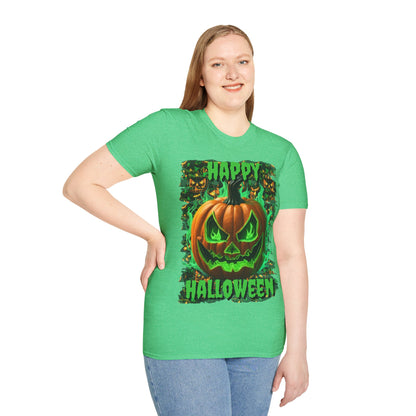 Happy Halloween Green Jack Dark colors Unisex T-Shirt by CreepyCrafts.boo