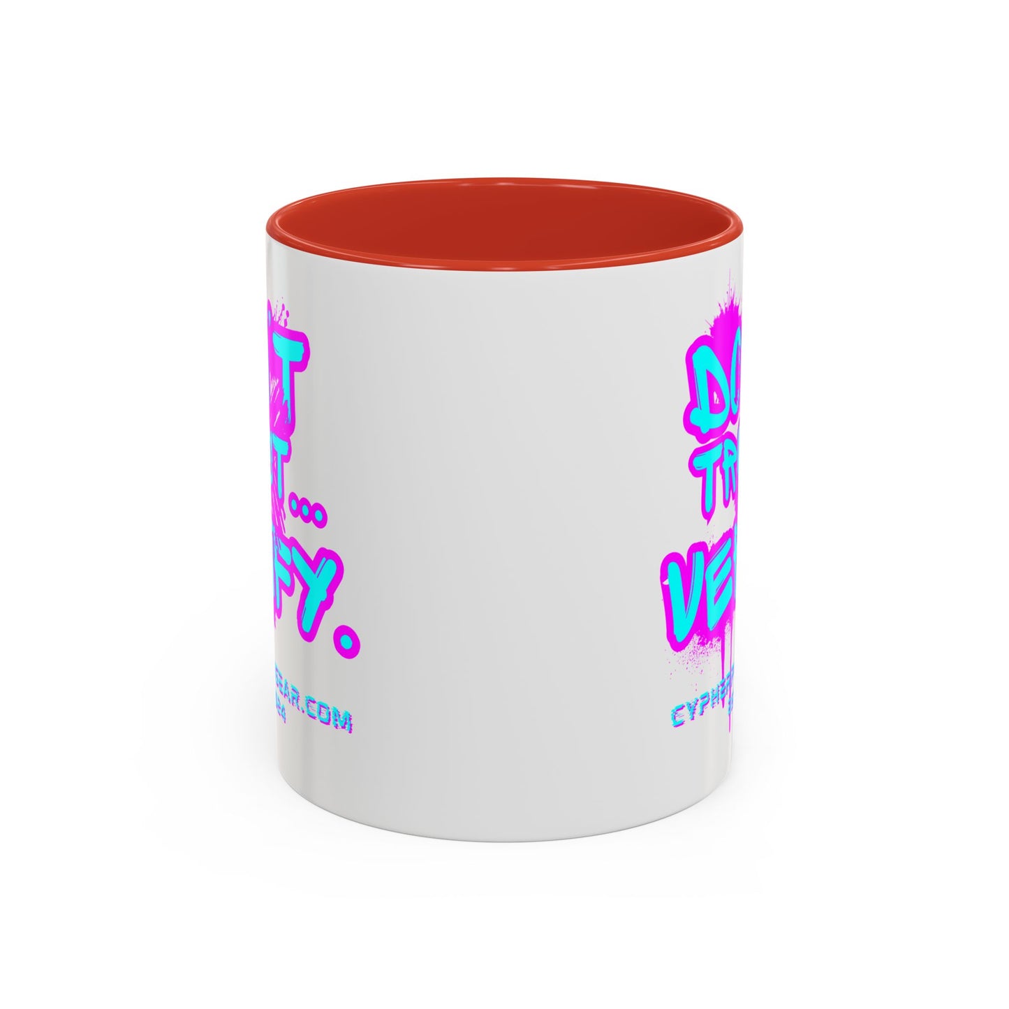 Don't Trust...Verify. White Accent Mug by cypherpunkgear.com