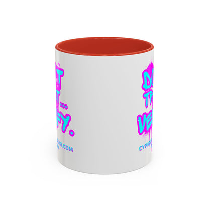 Don't Trust...Verify. White Accent Mug by cypherpunkgear.com