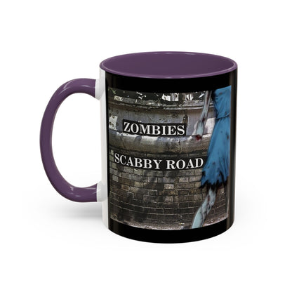 2-sided, Scabby Road Black Accent Mug by CreepyCrafts.boo