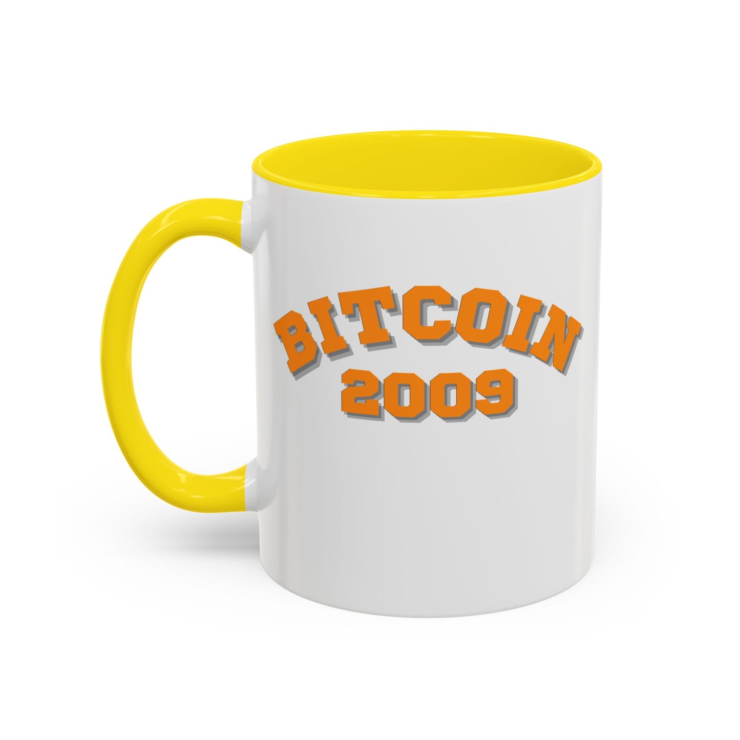 Bitcoin 2009 White Accent Mug by cypherpunkgear.com