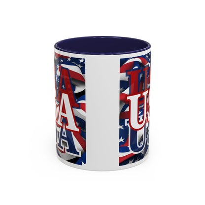 USA White font Center Patriot Accent Mug by cypherpunkgear.com