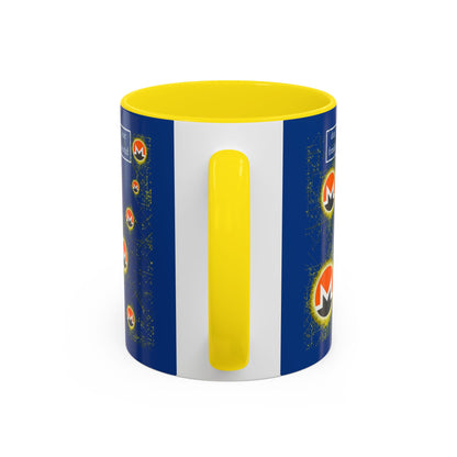 Monero (XMR) don't assume your freedoms are assured Blue Accent Mug by cypherpunkgear.com