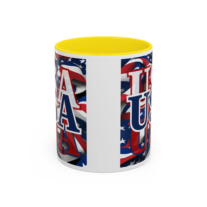 USA Blue font Center Patriot Accent Mug by cypherpunkgear.com