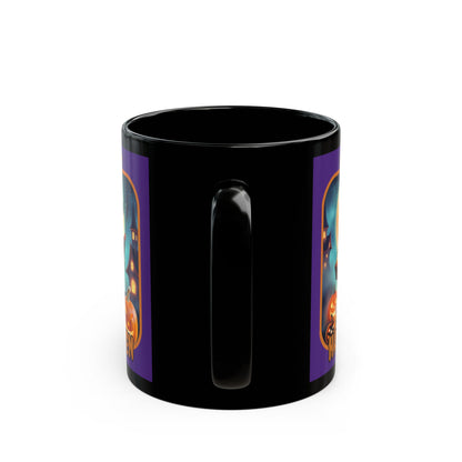 Happy Halloween Little Witch Orange font Purple Mug by CreepyCrafts.boo