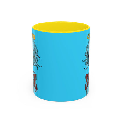Caution, Savage Light Blue Accent Mug by cypherpunkgear.com