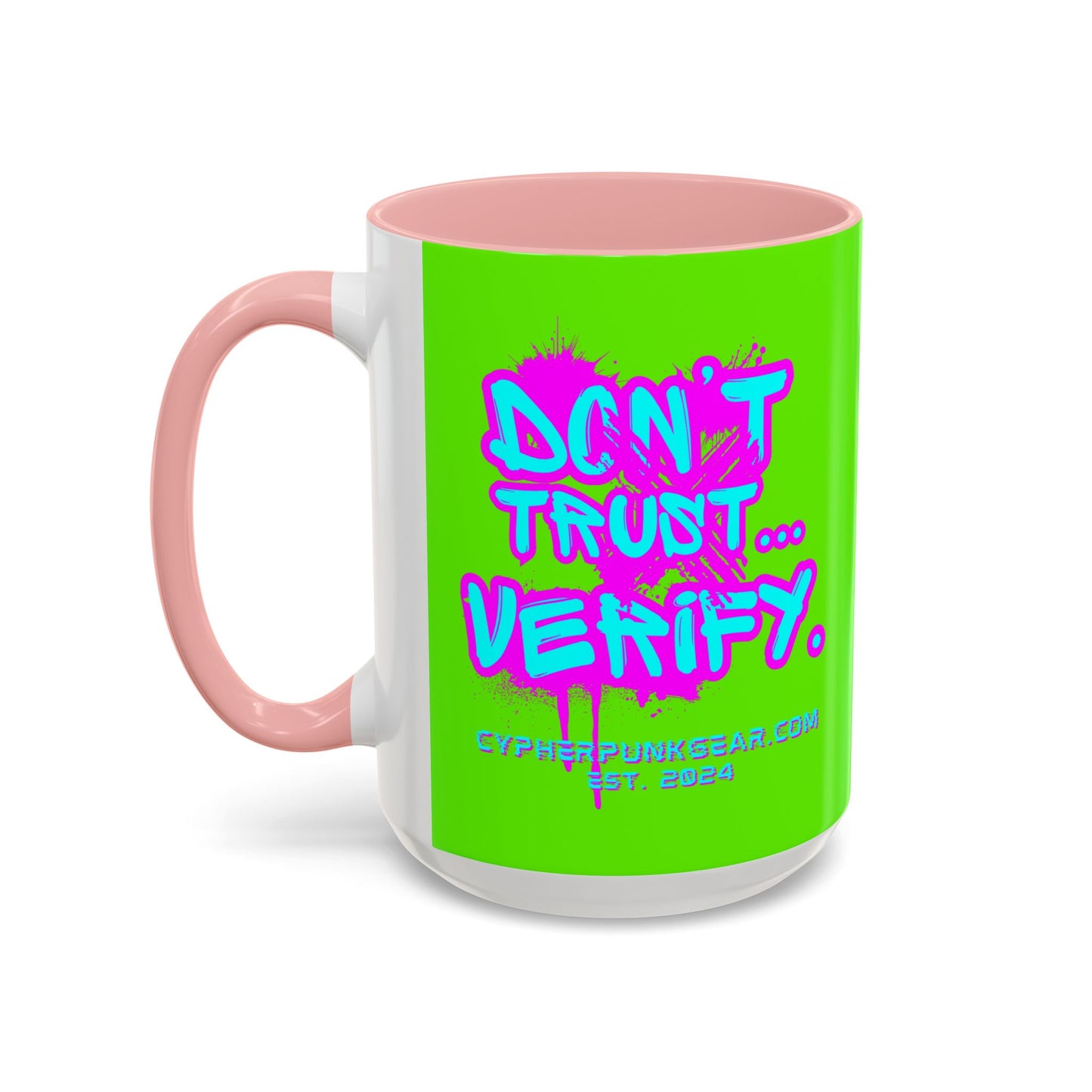 Don't Trust...Verify. Green Accent Mug by cypherpunkgear.com