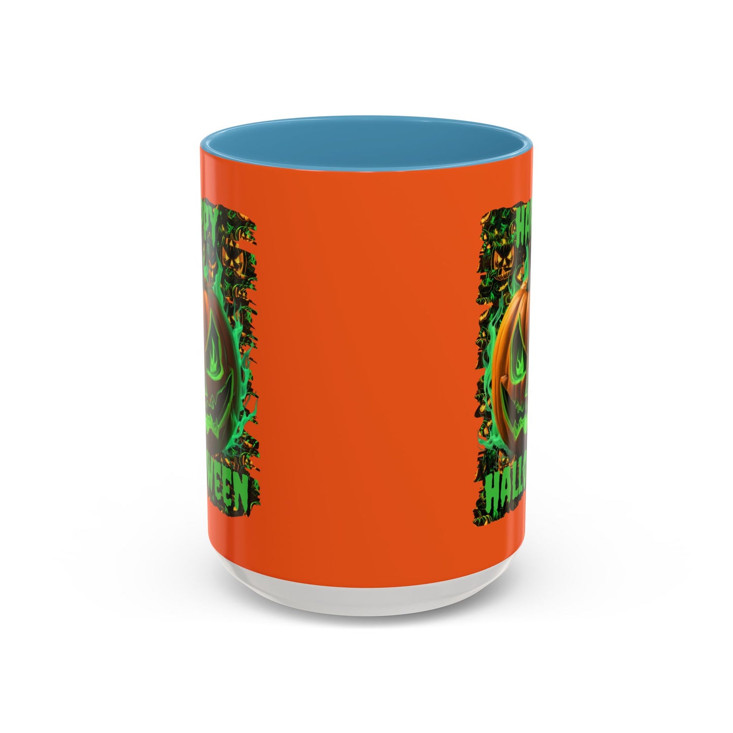 Happy Halloween Green Jack Orange Accent Mug by CreepyCrafts.boo