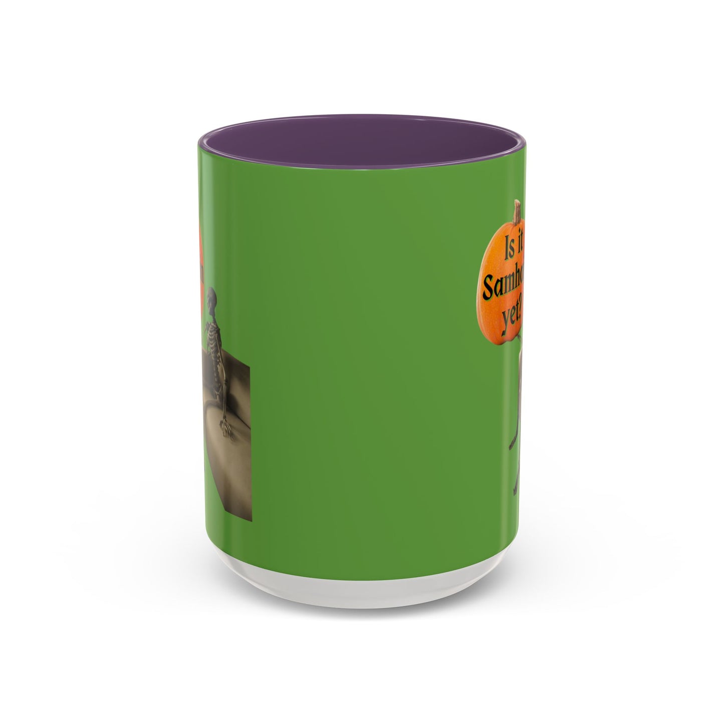 Is it Samhain yet? Skeleton's Pumpkin Green Accent Mug by CreepyCrafts.boo