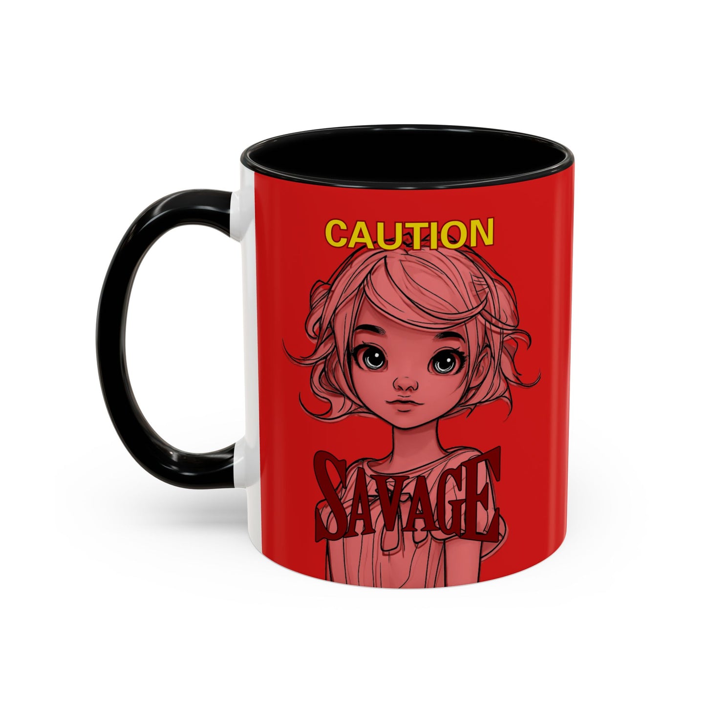 Caution, Savage Red Accent Mug by cypherpunkgear.com