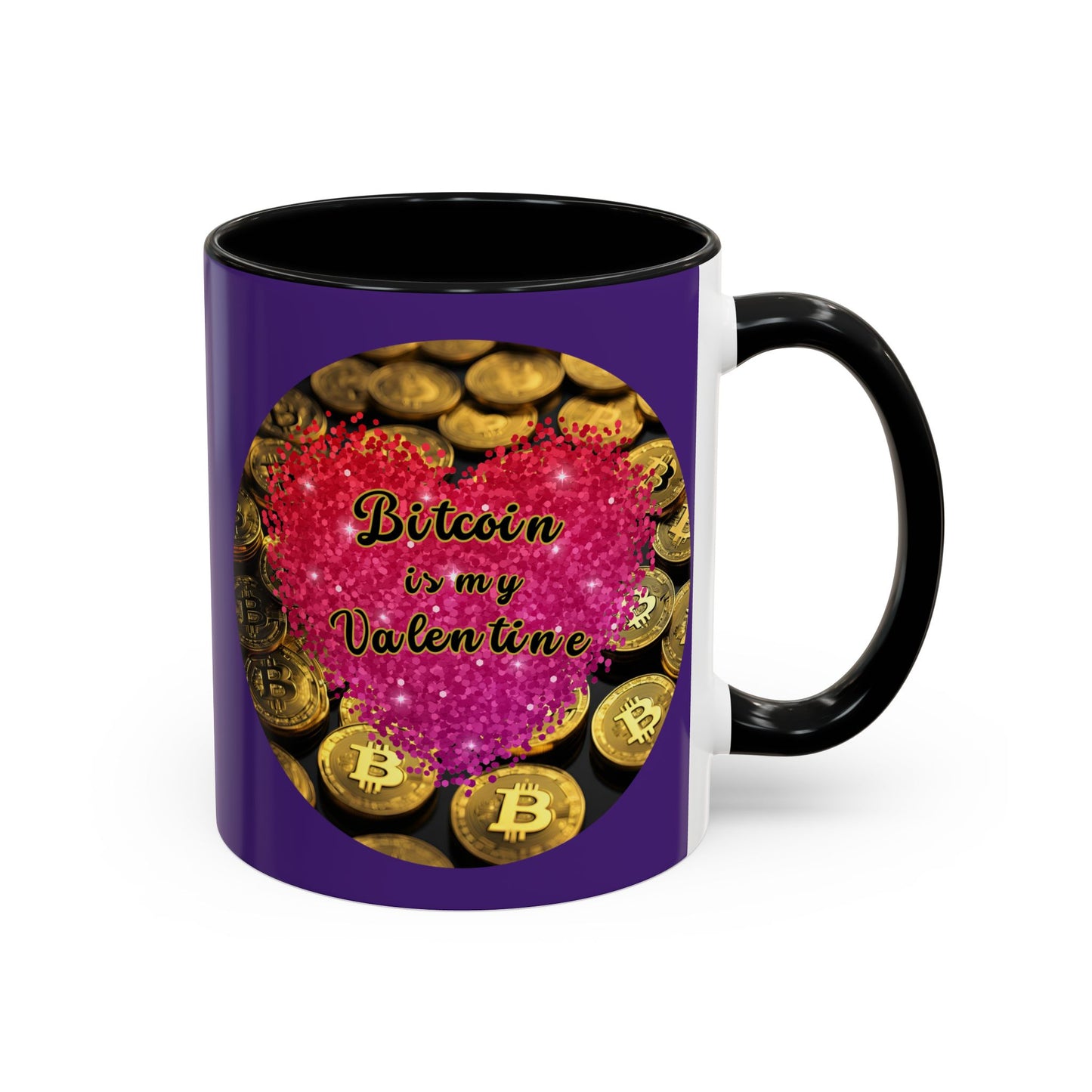 Bitcoin is My Valentine Purple Accent Mug by cypherpunkgear.com