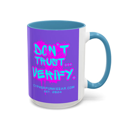 Don't Trust...Verify. Light Purple Accent Mug by cypherpunkgear.com
