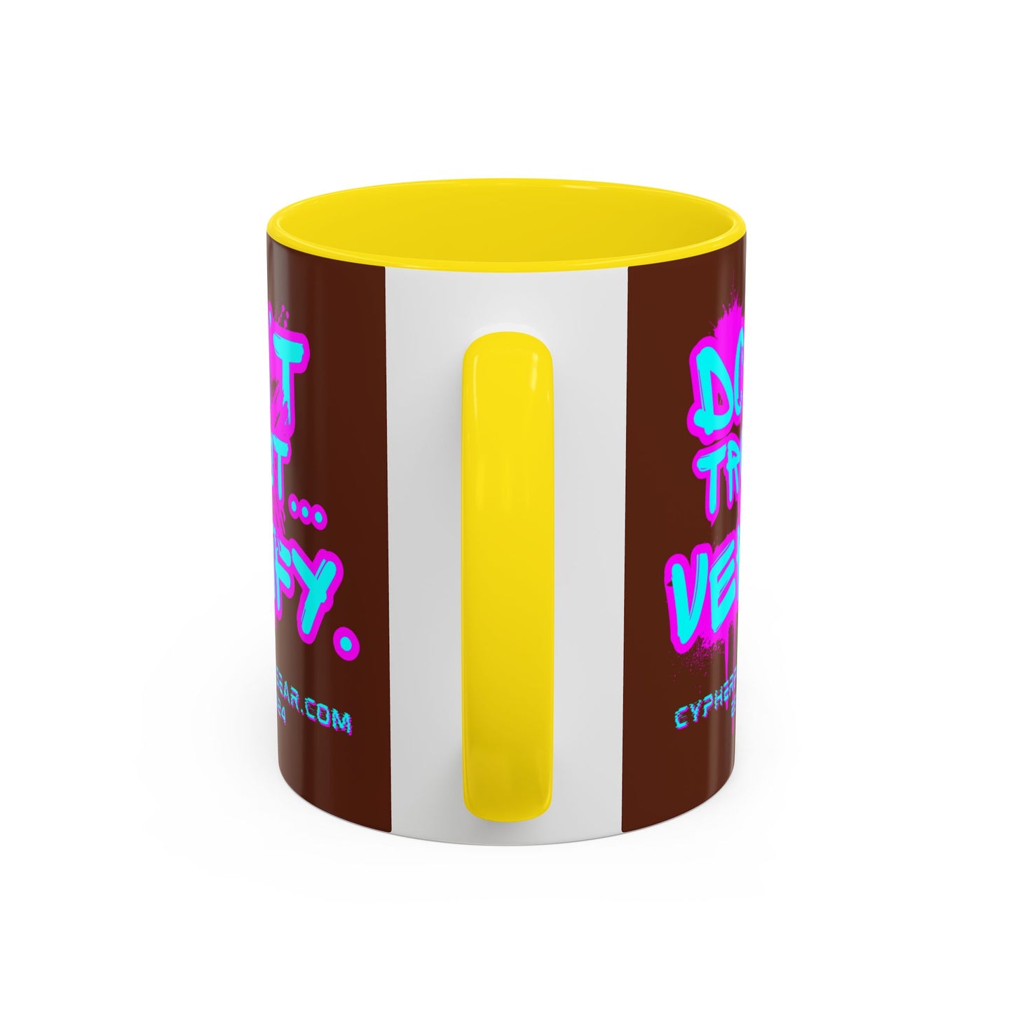 Don't Trust...Verify. Brown Accent Mug by cypherpunkgear.com