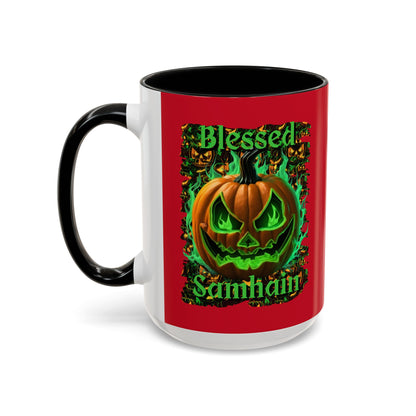 Blessed Samhain Green Jack Red Accent Mug by CreepyCrafts.boo