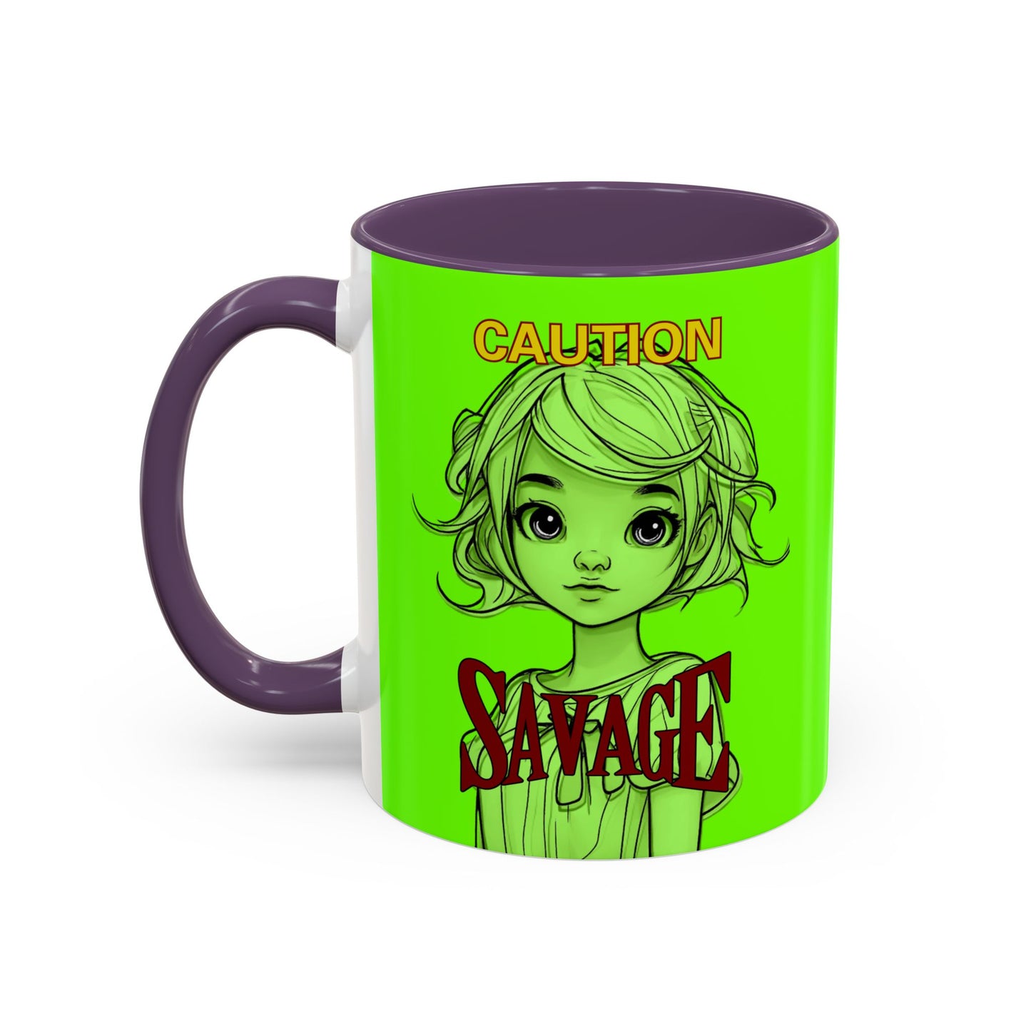 Caution, Savage Light Green Accent Mug by cypherpunkgear.com