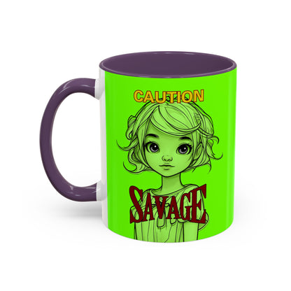 Caution, Savage Light Green Accent Mug by cypherpunkgear.com