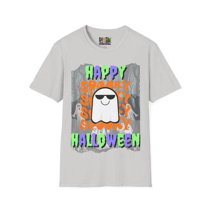 Spooky Happy Halloween Ghost Light colors Mixed font Unisex T-Shirt by CreepyCrafts.boo