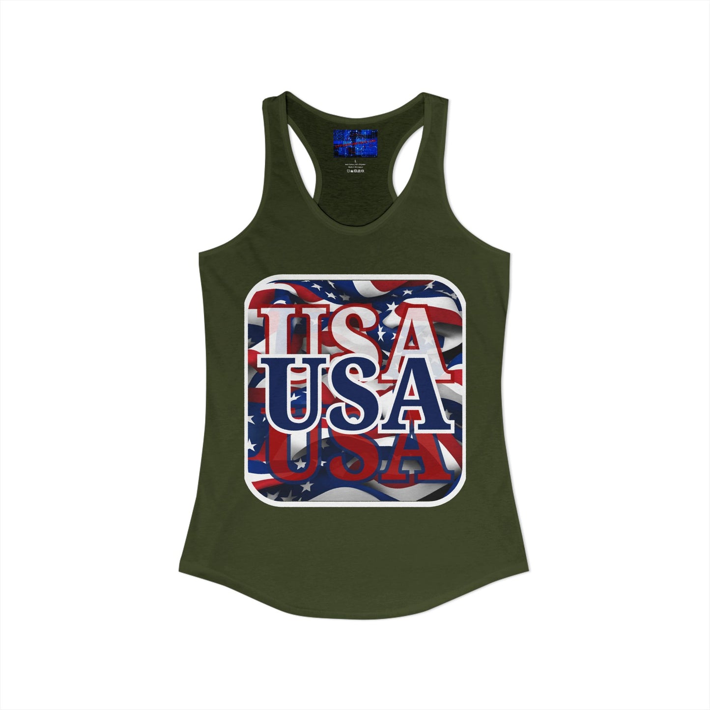Red White and BLUE USA Patriot Women's Racerback Tank Top by cypherpunkgear.com