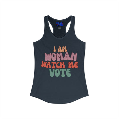 I Am Woman Watch Me Vote Women's Racerback Tank Top by cypherpunkgear.com