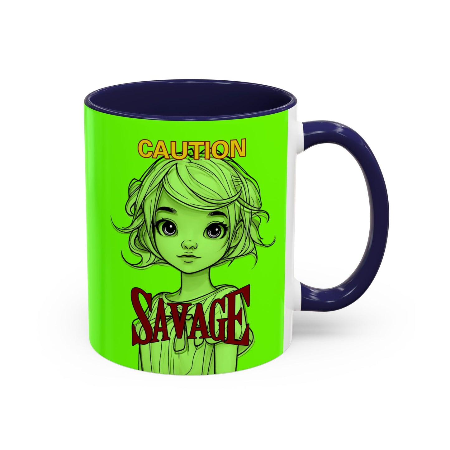 Caution, Savage Light Green Accent Mug by cypherpunkgear.com