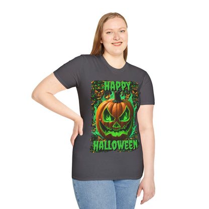 Happy Halloween Green Jack Dark colors Unisex T-Shirt by CreepyCrafts.boo