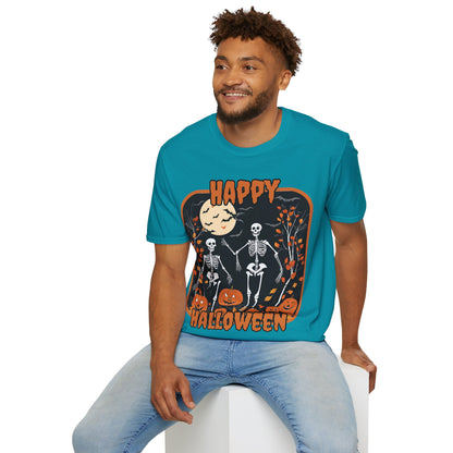 Spooktacular Skeletons of Halloween Dark colors Unisex T-shirt by CreepyCrafts.boo