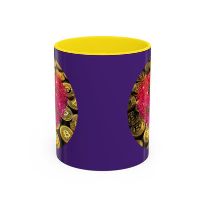 Bitcoin is My Valentine Purple Accent Mug by cypherpunkgear.com
