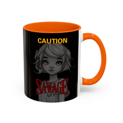 Caution, Savage Black Accent Mug by cypherpunkgear.com