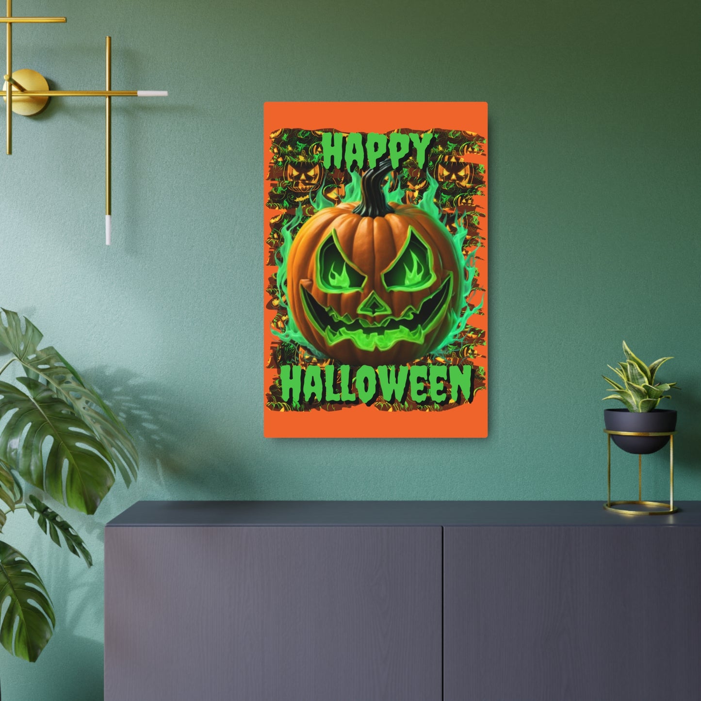 Happy Halloween Green Jack Metal Art Sign by cypherpunkgear