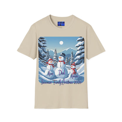 Snowman Family of 3 Light colors Unisex T-Shirt by cypherpunkgear.com