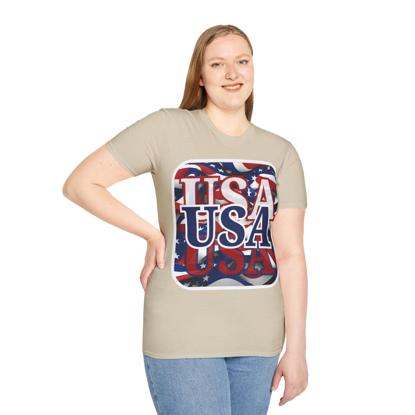 ¡EE.UU! ¡EE.UU! ¡EE.UU! ¡Patriota por cypherpunkgear! Camiseta unisex de estilo suave