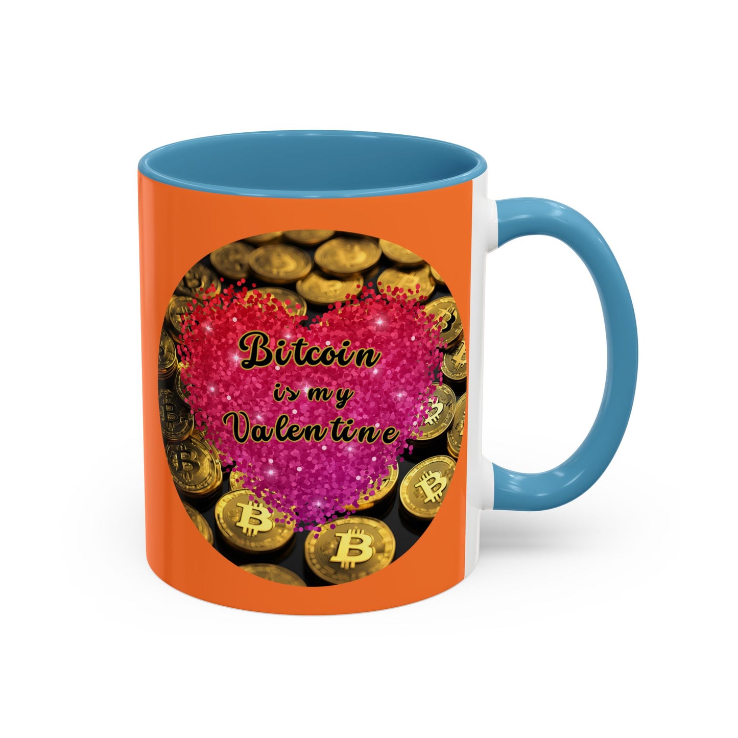 Bitcoin is My Valentine Orange Accent Mug by cypherpunkgear.com