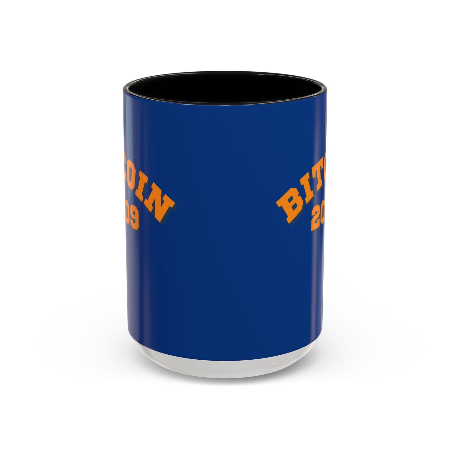 Bitcoin 2009 Dark Blue Accent Mug by cypherpunkgear.com