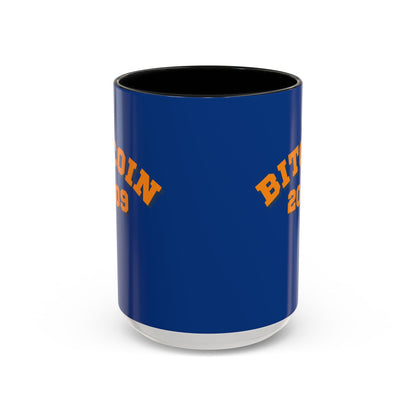 Bitcoin 2009 Dark Blue Accent Mug by cypherpunkgear.com