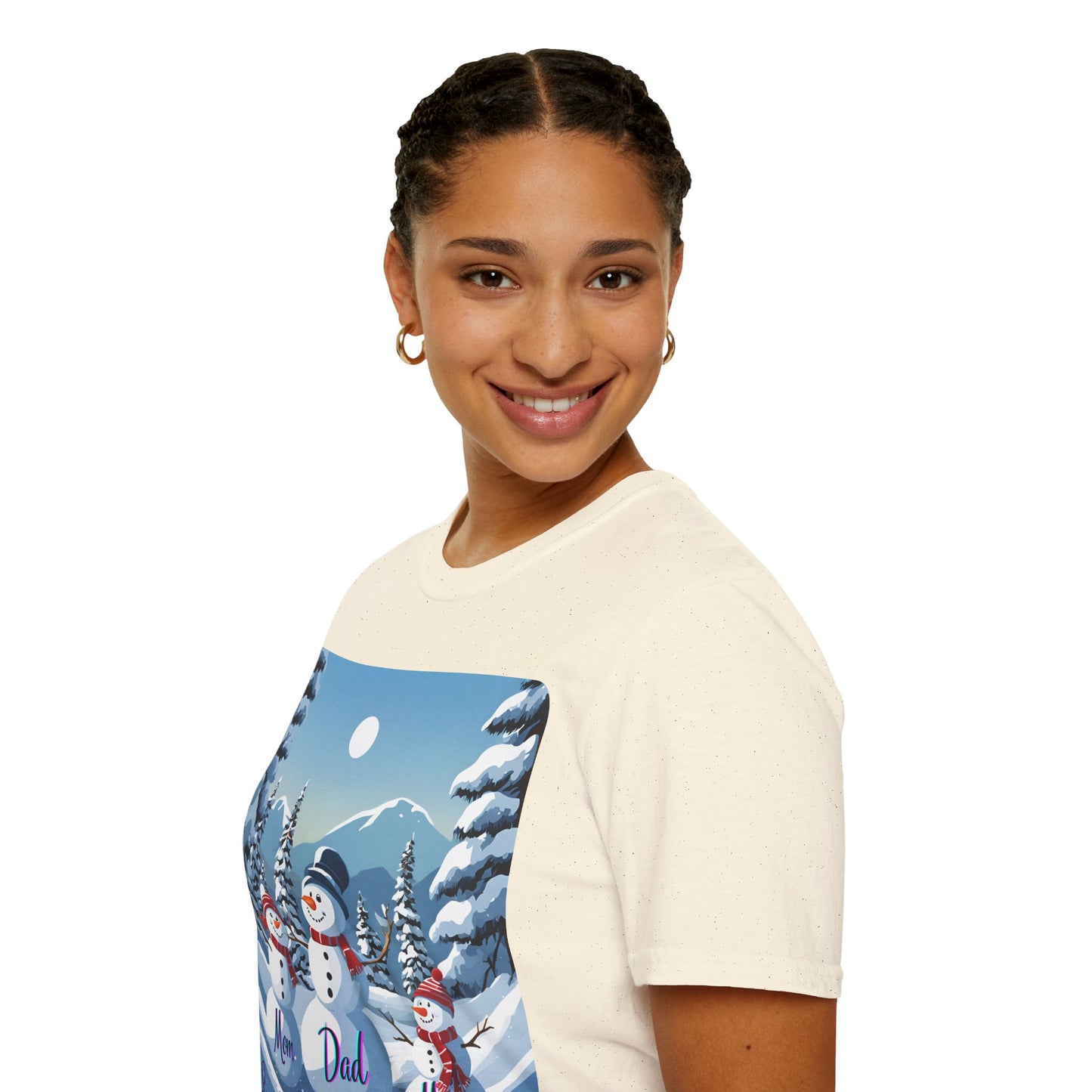 Snowman Family of 3 Light colors Unisex T-Shirt by cypherpunkgear.com