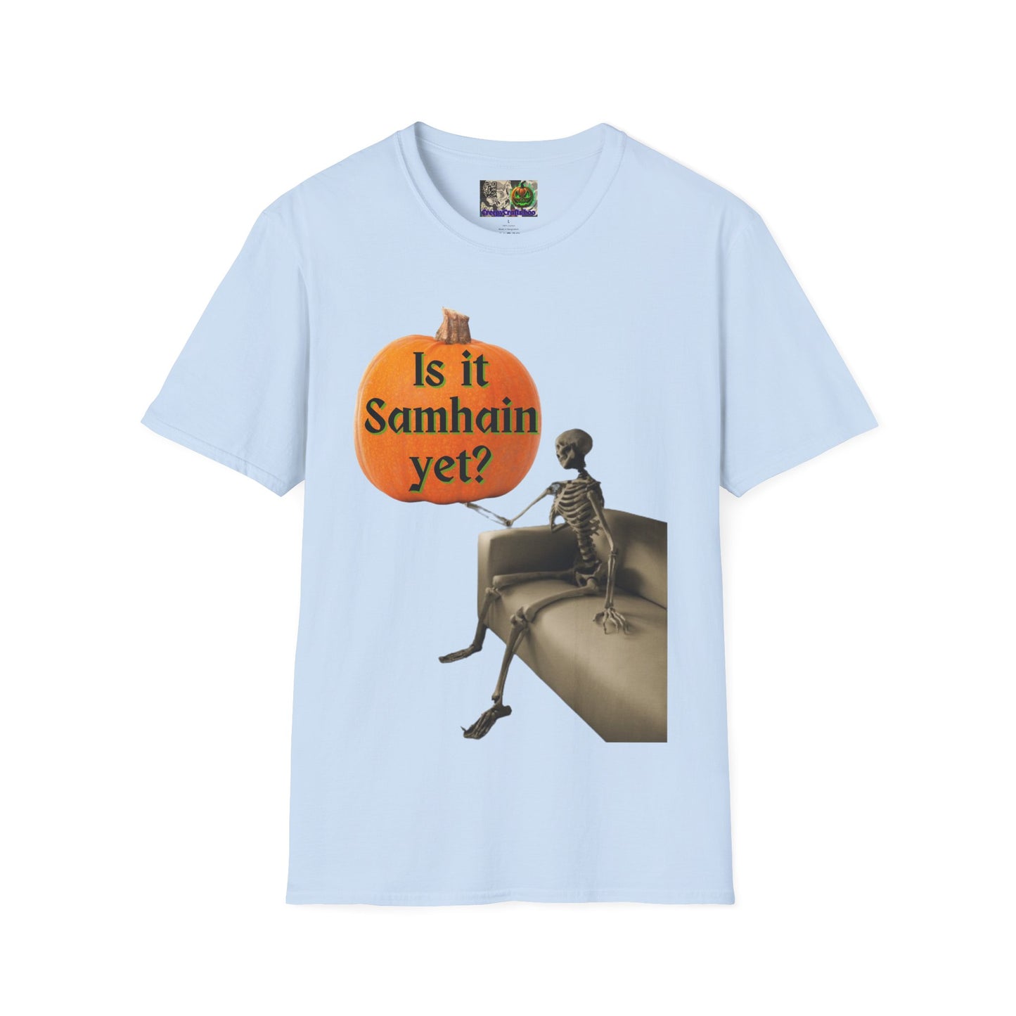 Is it Samhain yet? Skeleton's Pumpkin Light colors Unisex T-Shirt by CreepyCrafts.boo