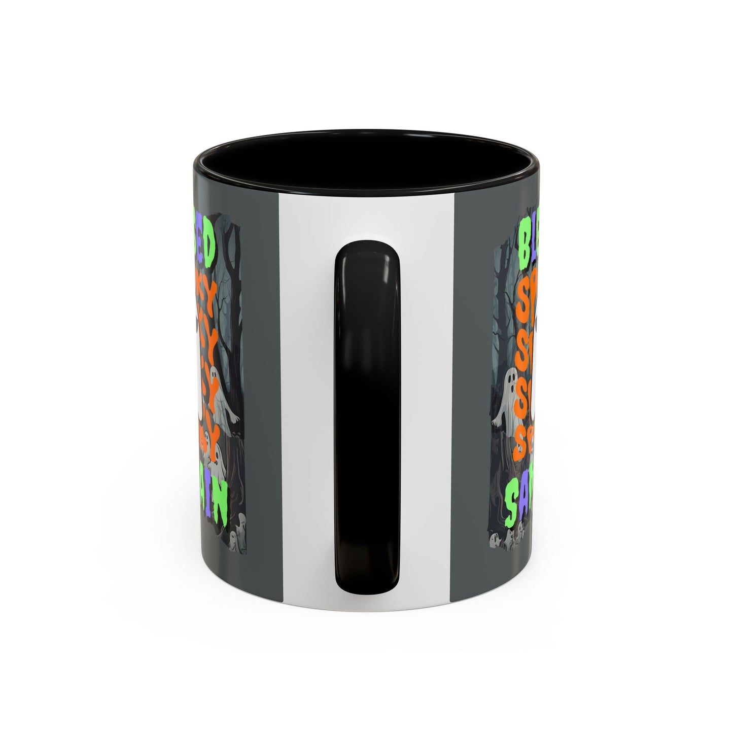 Spooky Blessed Samhain Ghost Mixed font Accent Mug by CreepyCrafts.boo