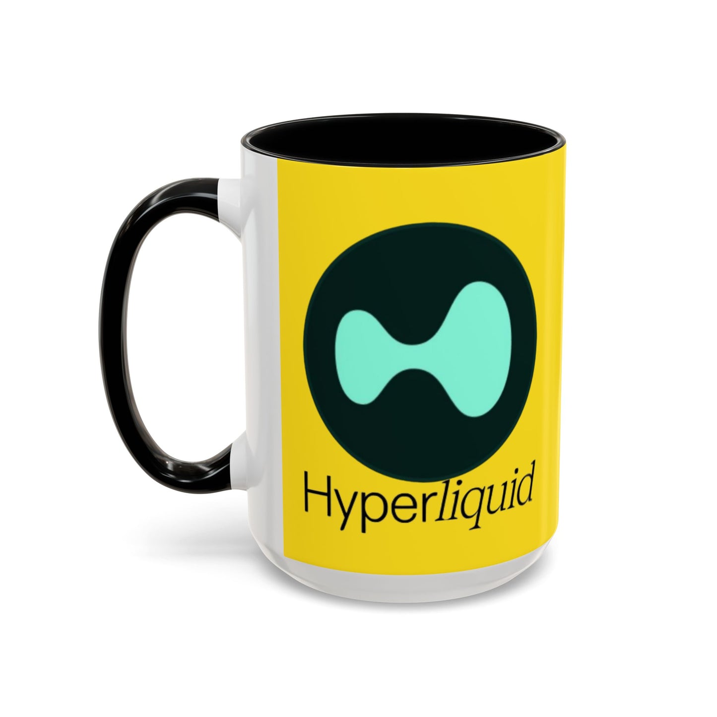 Hyperliquid Black font Yellow Accent Mug by cypherpunkgear.com