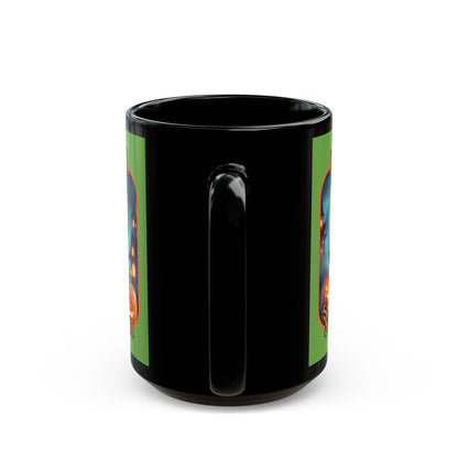 Blessed Samhain Little Witch Orange font Green Mug by CreepyCrafts.boo