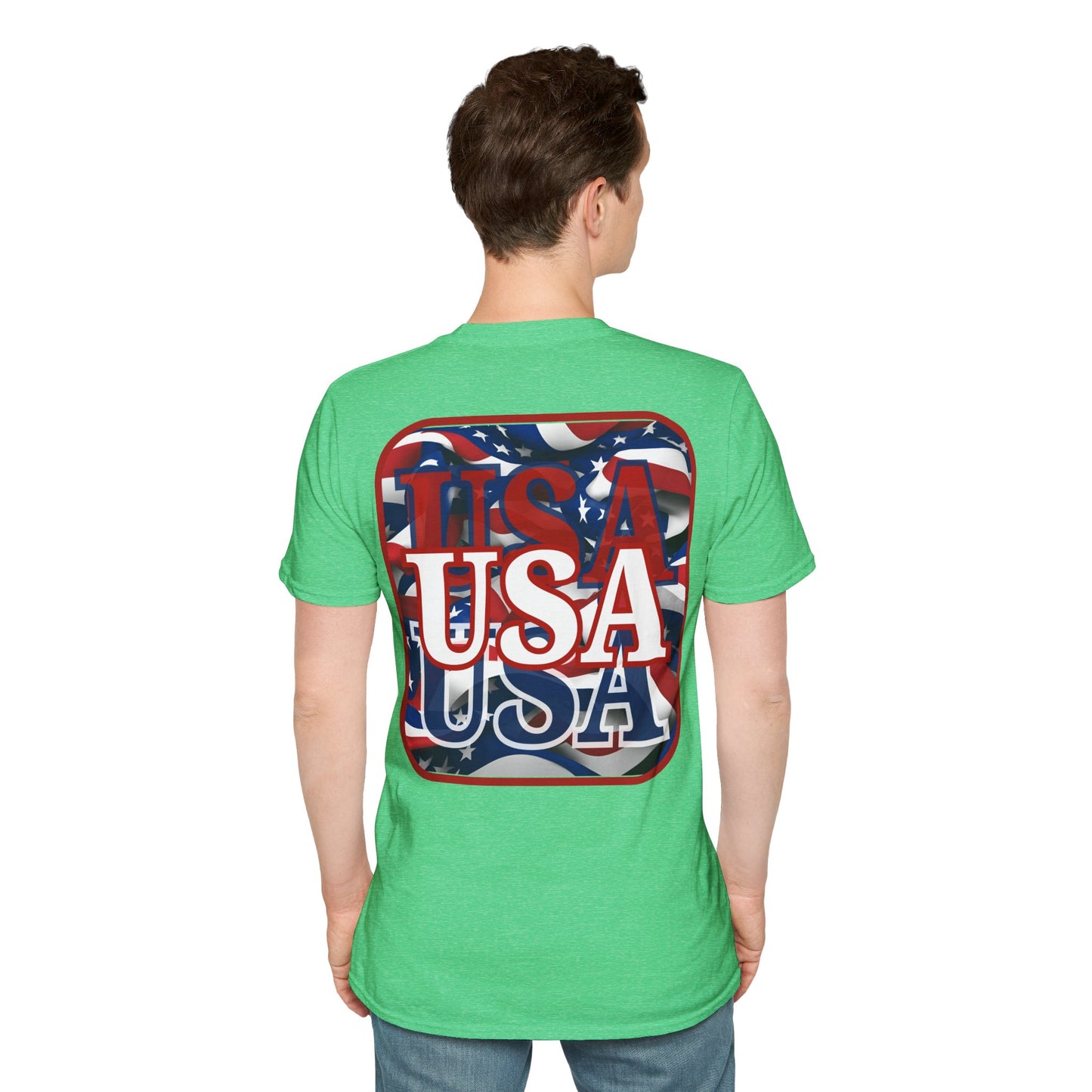 ¡EE.UU! ¡EE.UU! ¡EE.UU! ¡Patriot de 2 caras de cypherpunkgear! Camiseta unisex de estilo suave