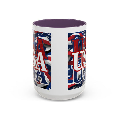 USA White font Center Patriot Accent Mug by cypherpunkgear.com