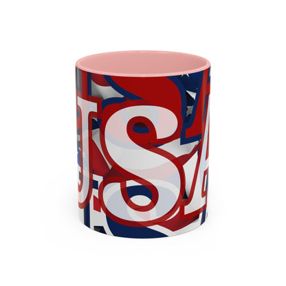 USA! USA! USA WHfont Patriot Accent Mug by cypherpunkgear