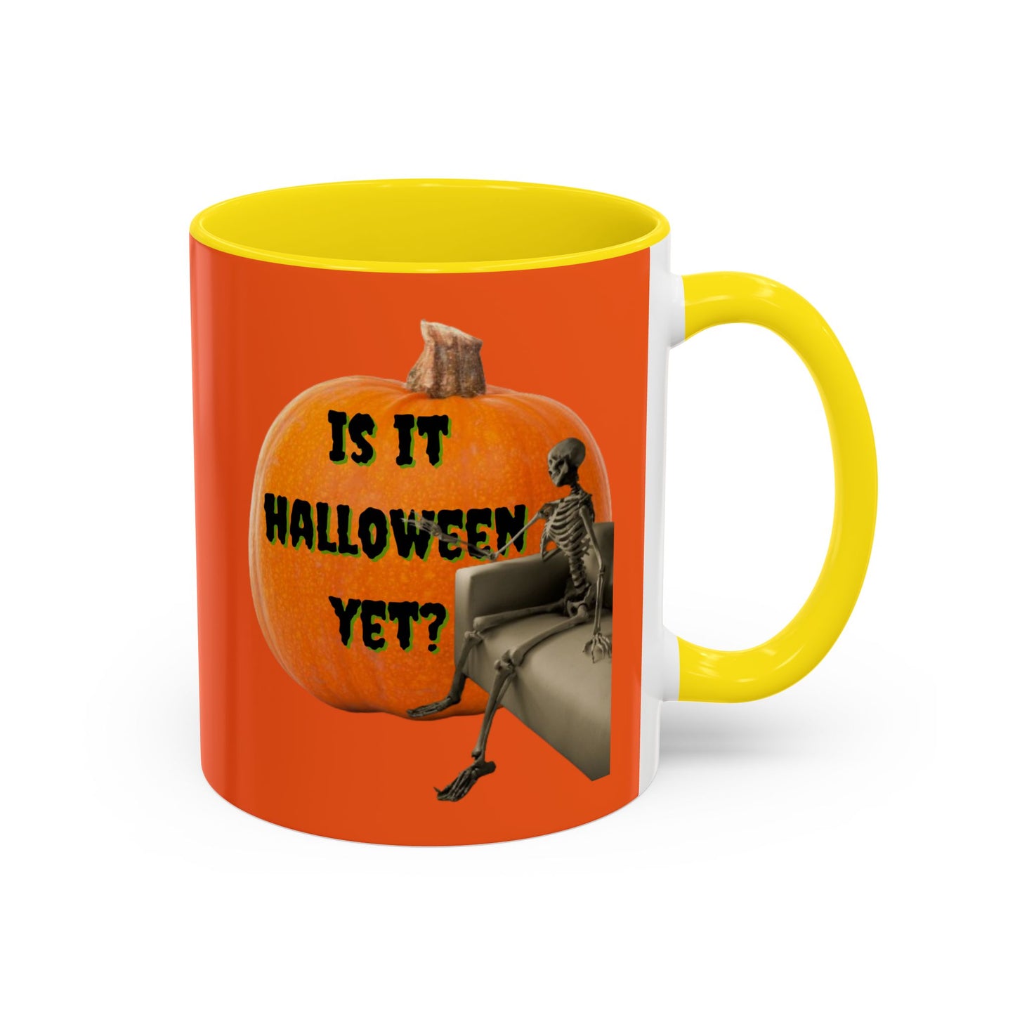 Is it Halloween yet? Skeleton's Giant Pumpkin Orange Accent Mug by CreepyCrafts.boo