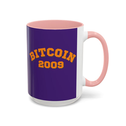 Bitcoin 2009 Dark Purple Accent Mug by cypherpunkgear.com