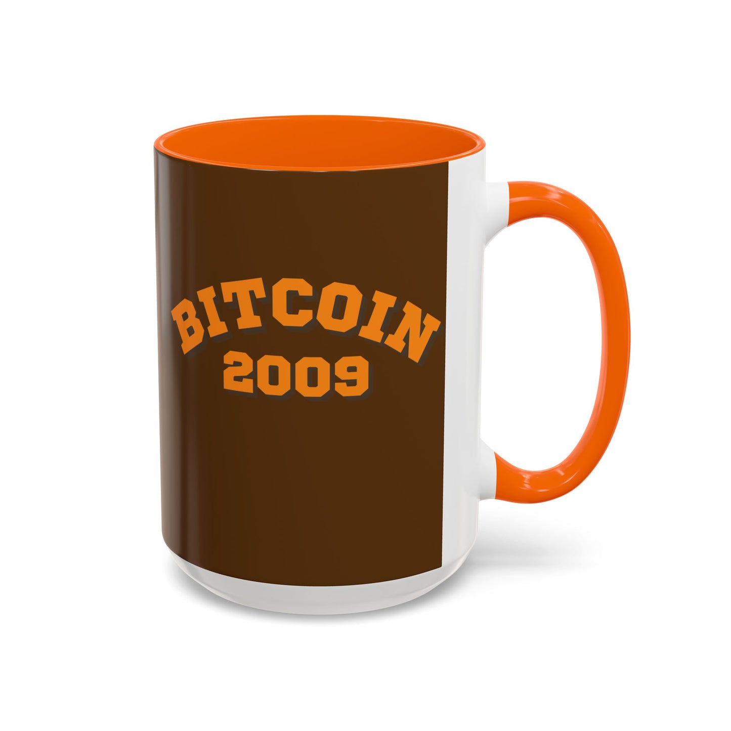 Bitcoin 2009 Brown Accent Mug by cypherpunkgear.com