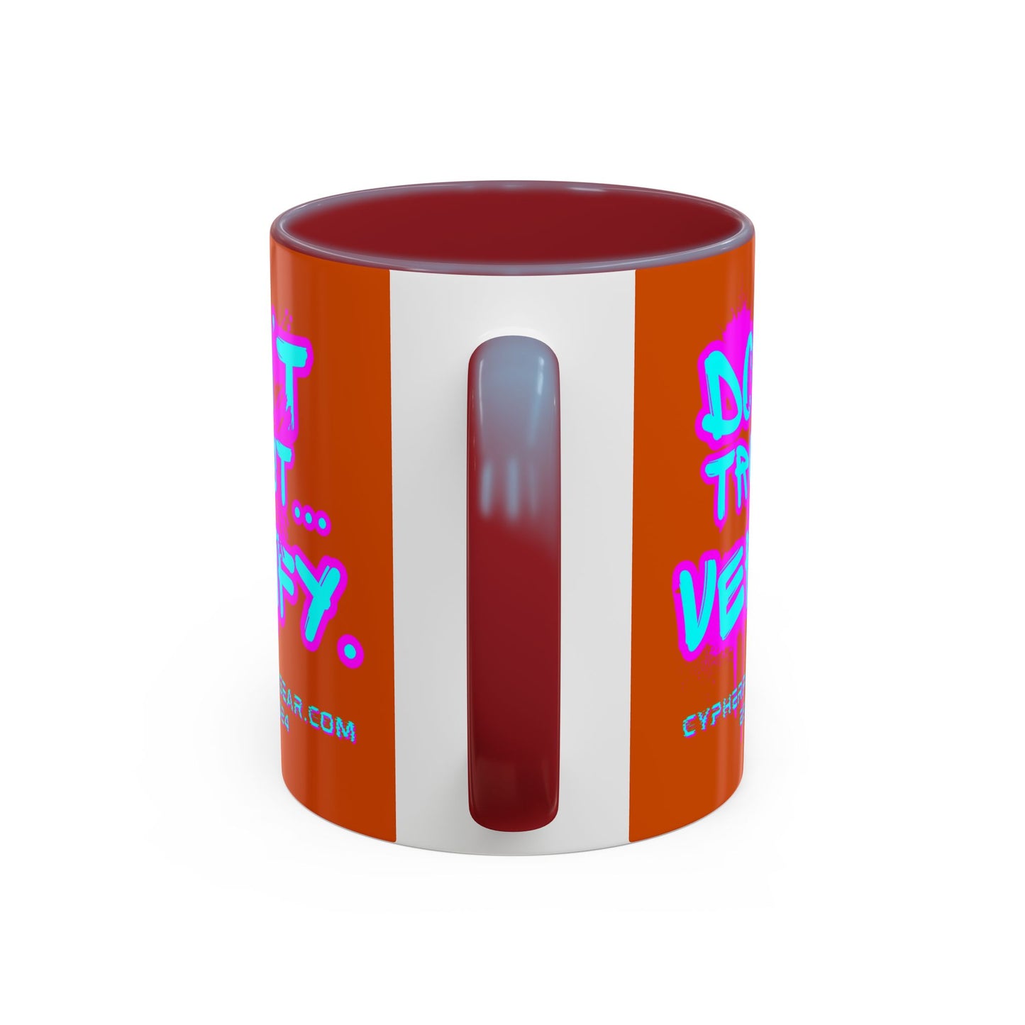 Don't Trust...Verify. Orange Accent Mug by cypherpunkgear.com