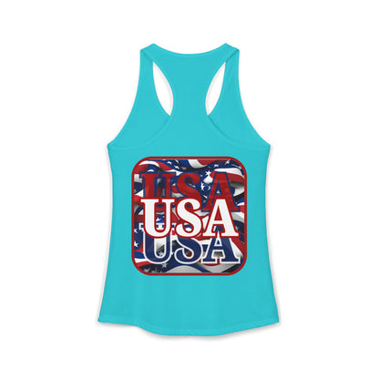 ¡EE.UU! ¡EE.UU! ¡EE.UU! ¡Patriot de 2 caras de cypherpunkgear! Camiseta sin mangas ideal con espalda cruzada para mujer